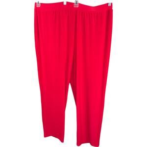 Susan Graver Regular LK Luxe Pull-On Pants with‎ Pockets Cherry Splash 2X